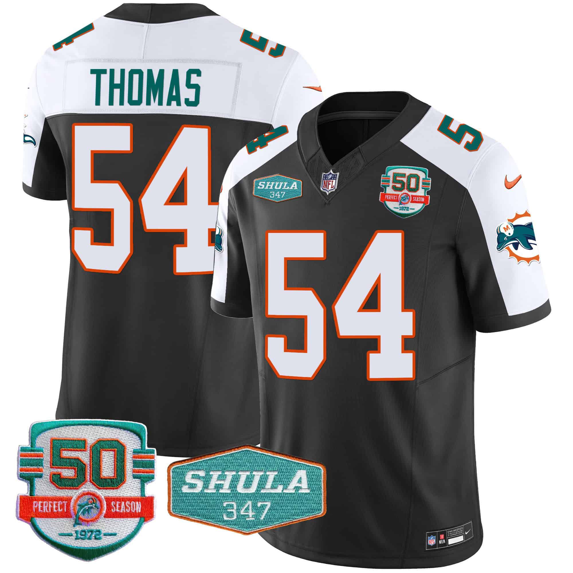 Men Miami Dolphins #54 Thomas Black 2024 Nike Throwback Shula 347 Patch Vapor NFL Jersey->indianapolis colts->NFL Jersey